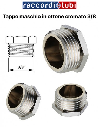 VERCHROMTER MESSINGSTOPFEN MÄNNLICH 3/8''