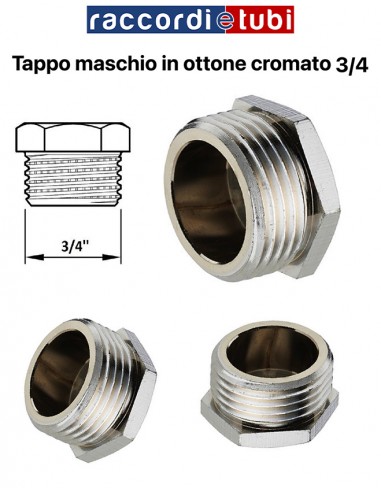 TAPPO OTTONE CROMATO MASCHIO 3/4''