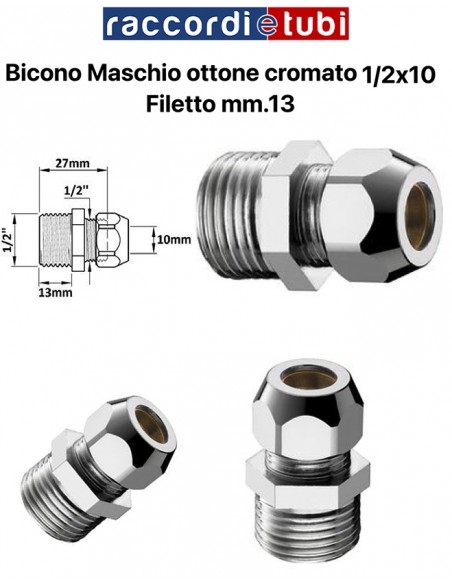 BICONO MASCHIO 1/2''x10mm FIL.13mm