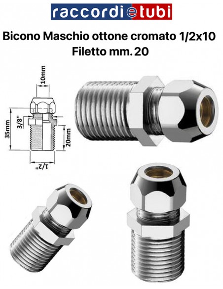MÄNNLICHER DOPPELKONUS 1/2''x10mm GEWINDE 20mm