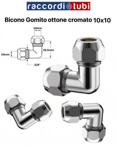 GOMITO BICONO 90' IN OTTONE CROMATO 10x10mm