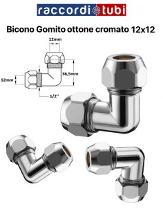 GOMITO BICONO 90' IN OTTONE CROMATO 12x12mm
