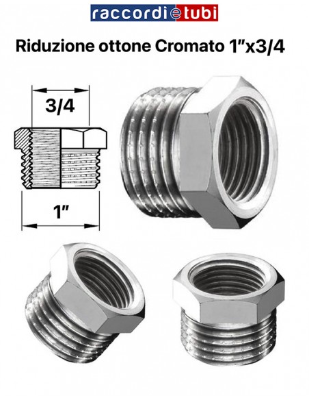 RIDUZIONE OTTONE CROMATO 1''x3/4''