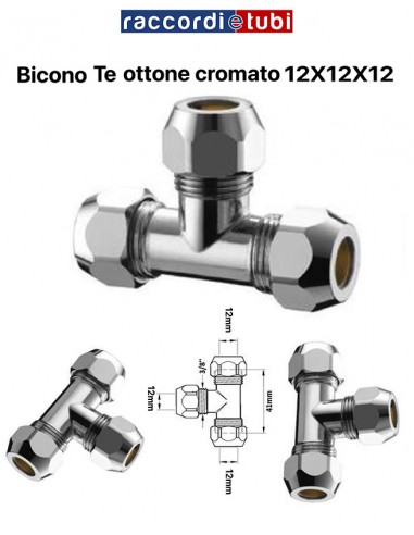 TE BICONO IN OTTONE CROMATO 12X12X12mm