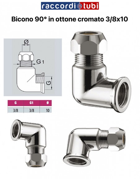 GOMITO OTTONE CROMATO BICONO 3/8X10 F.