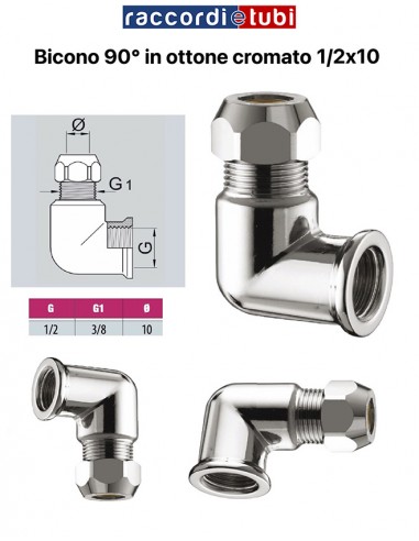 GOMITO OTTONE CROMATO BICONO 1/2X10 F.