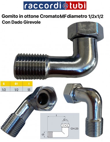 VERCHROMTES MESSINGWINKEL MF 1/2X1/2 DREHBARES...