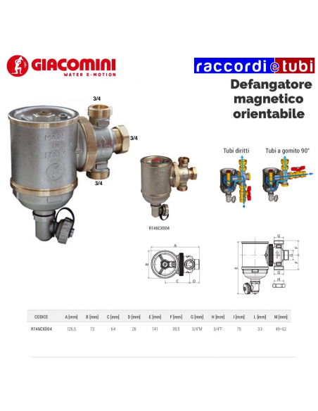 DEFANGATORE GIACOMINI 3/4 R146C IN OTTONE PESANTE