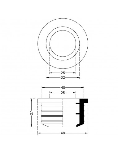 MORSETTO GOMMA NERO ESTERNO 40X25/32
