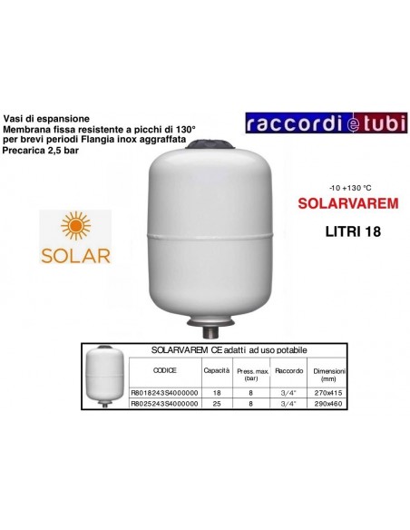 VASENBEHÄLTER VAREM ZYLINDRISCH LT.18 FÜR SOLARANLAGEN -10 130°C