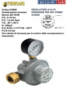 REGOLATORE DI ALTA PRESSIONE PER GPL 40KG/H ART.010800 
