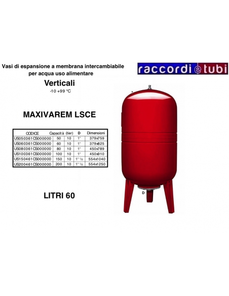 VASEXPANSIERTANK VAREM ZYLINDRISCH LT.60 VERTIKAL US060361CS