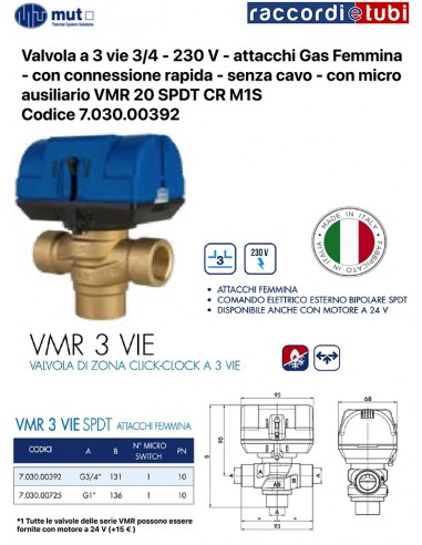 ELETTROVALVOLA MUT 3 VIE 3/4 VRM FEMMINA...