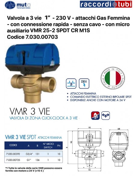 ELETTROVALVOLA MUT 3 VIE 1" VRM FEMMINA 7.030.00725
