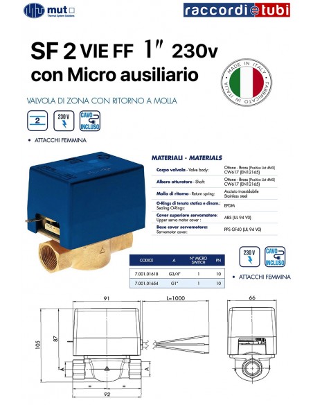 ELETTROVALVOLA MUT 2VIE 1" FF CON MICRO 7.001.01654