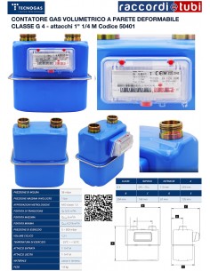 CONTATORE GAS VOLUMETRICO A PARETE DEFORMABILE CLASSE G 4...