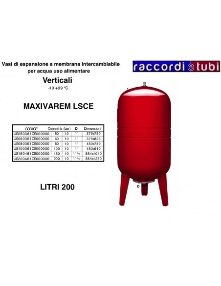 EXPANSIONSBEHÄLTER VAREM ZYLINDRISCH LT.200 VERTIKAL US200461CS