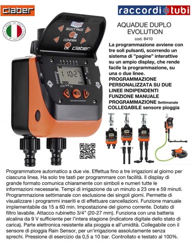 CLABER 8410 AQUADUE DUPLO EVOLUTION programmierer