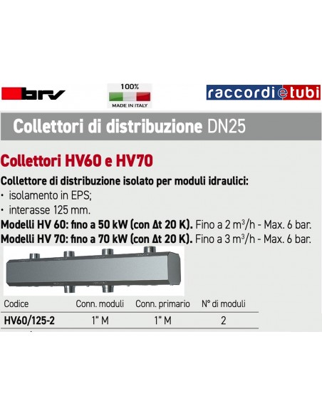 SAMMLER BRV DN25 FÜR 2 MODULE HV70/125-2 1"X1"