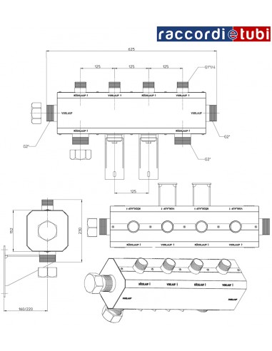 Sammelstück BRV DN32 für 2 Module HV80/125-2