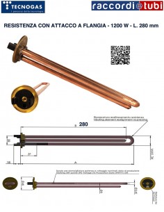 RESISTENZA 1200W FLANGIATA DIRITTA