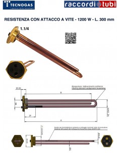 RESISTENZA 1200 W DIAMETRO 1.1/4 DIRITTA