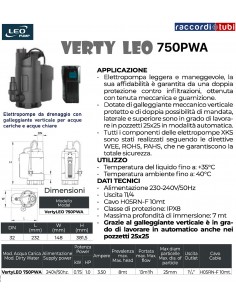 ELEKTROPUMPE LEO PUMP TAUCHPUMPE VERTYLEO 750PWA