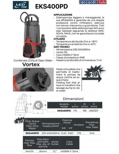 ELEKTROPUMPE LEO PUMP TAUCHPUMPE EKS400PD PS 0,6