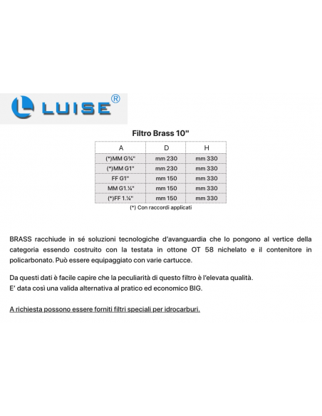 SCHWERER MESSINGFILTER LUISE 1" 504.1050