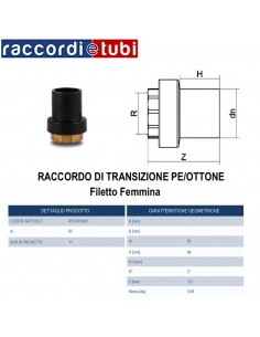 RACCORDO DI TRANSIZIONE PE/OTTONE FEMMINA 63X2"