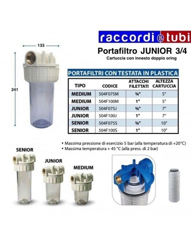 CONTENITORE PER FILTRO DIAMETRO 3/4 PER...