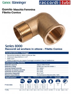 GOMITO OTTONE FILETTO CONICO MF 1.1/2 IBP