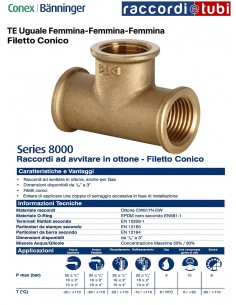 TE OTTONE FILETTO CONICO 3/4 IBP