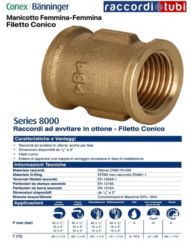 MANICOTTO OTTONE FILETTO FF 3/4