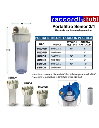 CONTENITORE PER FILTRO DIAMETRO 3/4 PER...