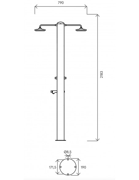 Dusche aus Edelstahl 316 BA ATI MUL-2P