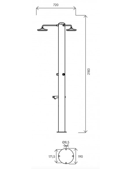 Dusche aus Edelstahl 316 BA ATI MUL-3P