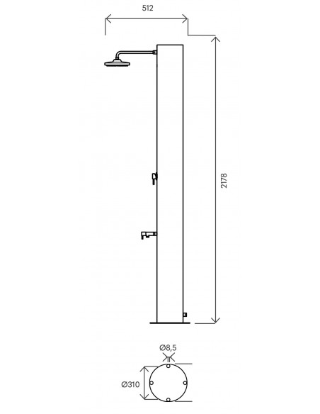 DOCCIA SOLARE ATI IN  ACCIAIO INOX ARNO N SOL-XN