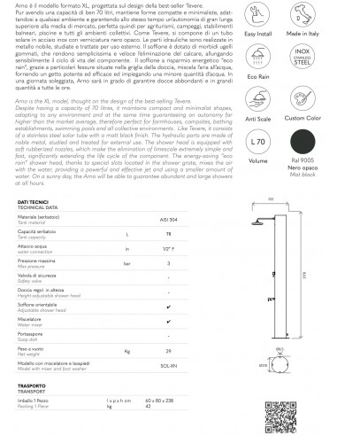 DOCCIA SOLARE ATI IN  ACCIAIO INOX ARNO N SOL-XN