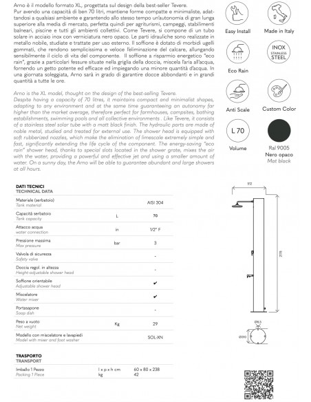 DOCCIA SOLARE ATI IN  ACCIAIO INOX ARNO N SOL-XN