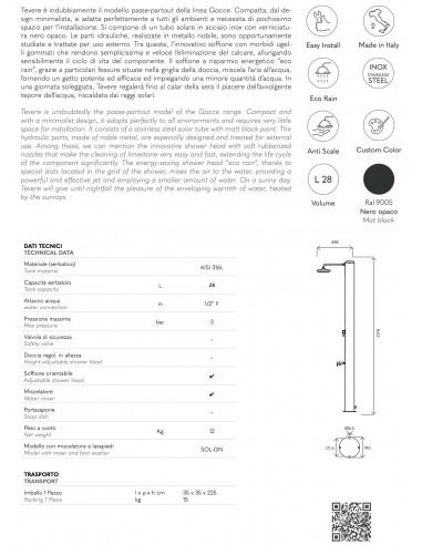 DOCCIA SOLARE ATI IN  ACCIAIO INOX TEVERE N SOL-GN