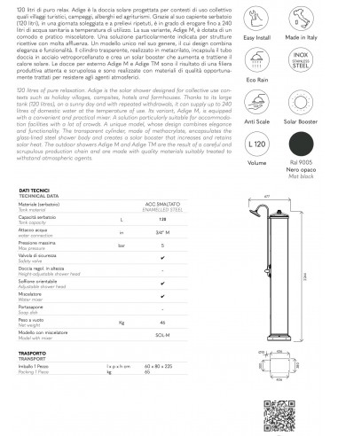 DOCCIA SOLARE ATI IN ACCIAIO INOX ADIGE SOL-M