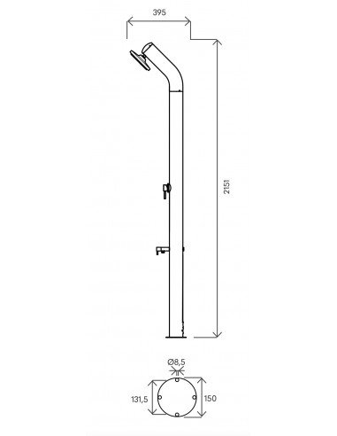 Dusche aus Edelstahl 316 BA ATI UNI-1M