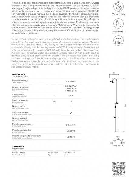 Doccia in Acciaio INOX 316L ATI MIX MINIJET-M