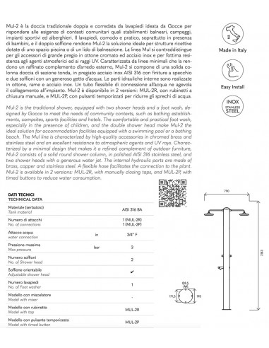 Doccia in Acciaio INOX 316 BA ATI MUL-2P