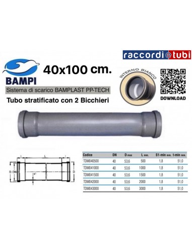TUBO PP-TECH 2 BICCHIERI 40x100 Cm.