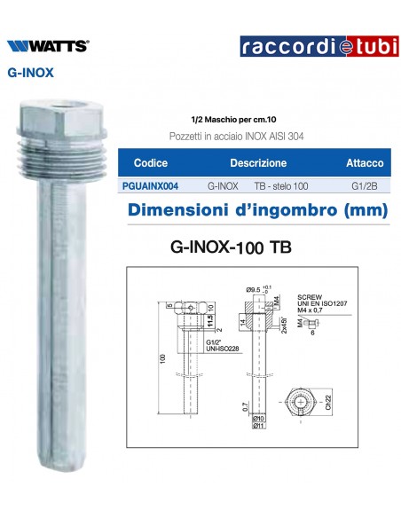 POZZETTO IN ACCIAIO INOX CM.10 TB