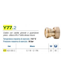VALVOLA DI RITEGNO MF 3/4X3/4 Y77A20N00 2