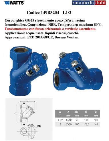 VALVOLA  A PALLA WATTS 1.1/2 149B3204