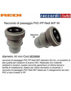RACCORDO DI PASSAGGIO A INNESTO IN PVC MF 50X50